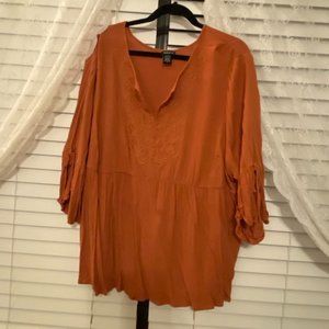 Torrid 4 Orange embroidered detail, ruffle sleeve
